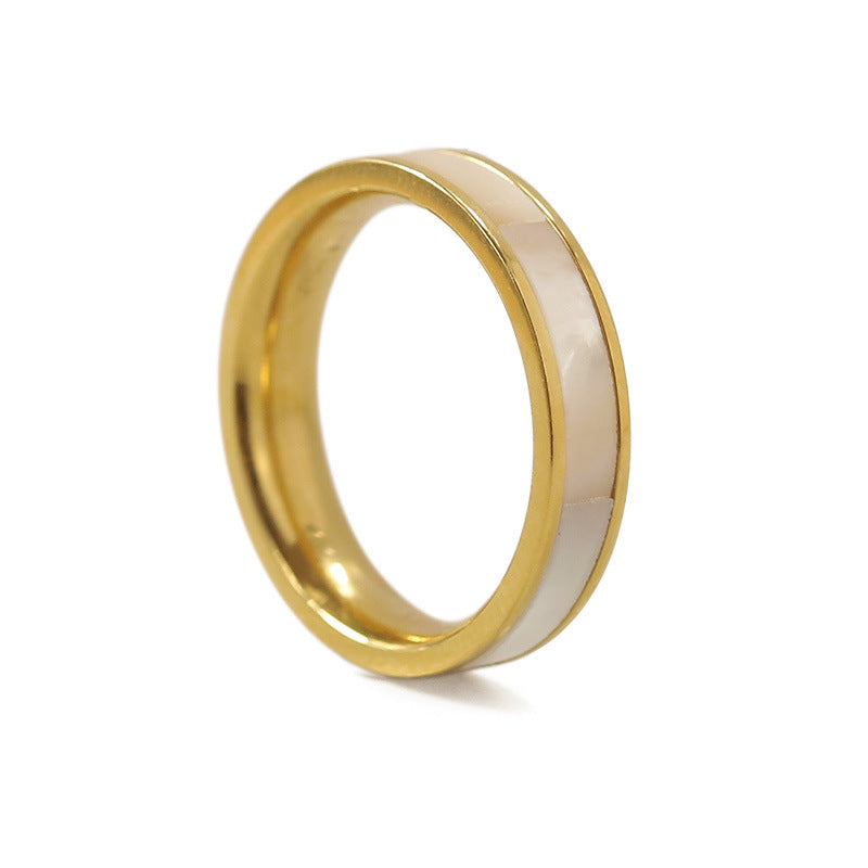 Natural Pearl Shell Color Vacuum Plating Real Gold Ring