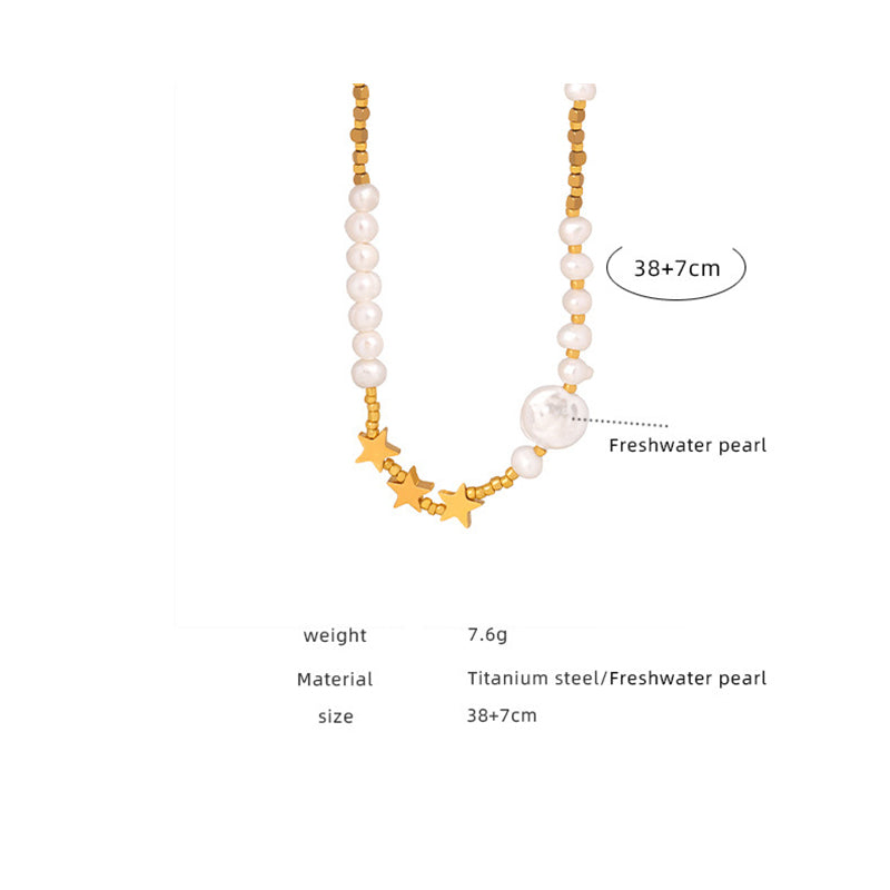 Dopamine Natural Cultured Pearl Star Collarbone Necklace