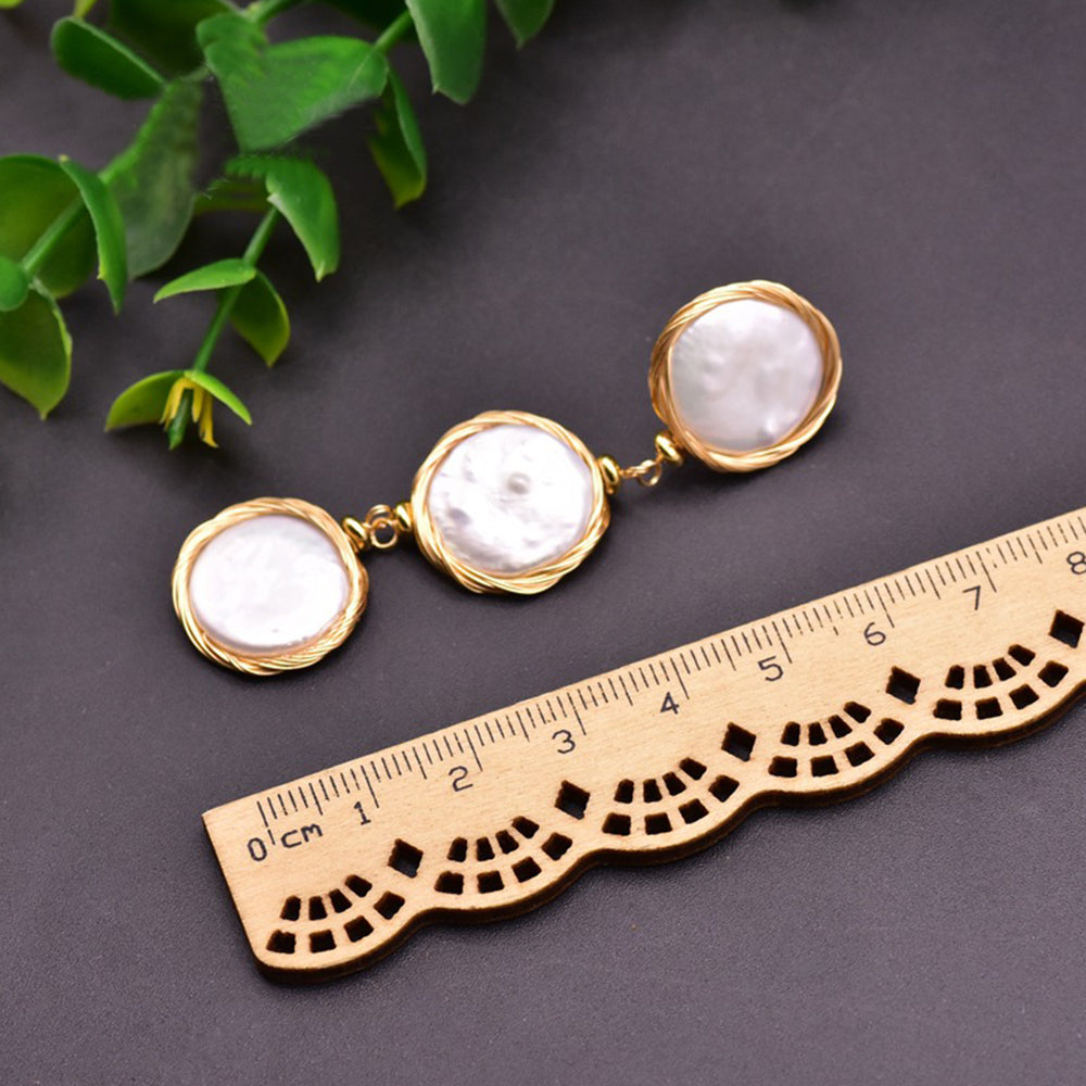 Natural Cultured Baroque Button Pearl Earrings