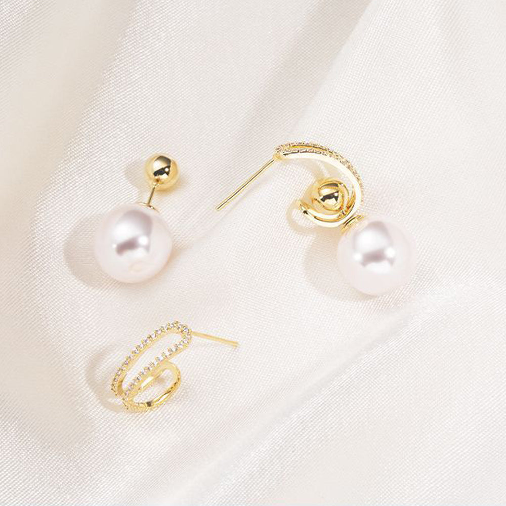 Natural Cultured Pearl Detachable S925 Needle Earrings