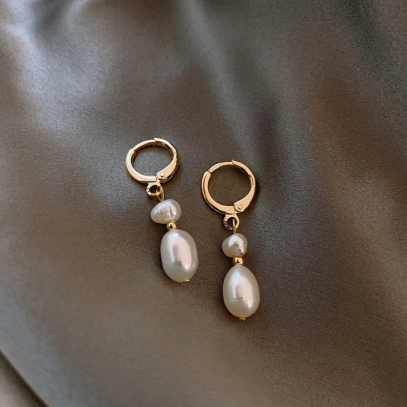 Natural Cultured Baroque Pearl Buckle Earrings