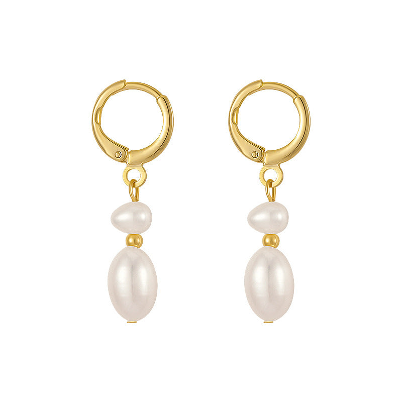 Natural Cultured Baroque Pearl Buckle Earrings