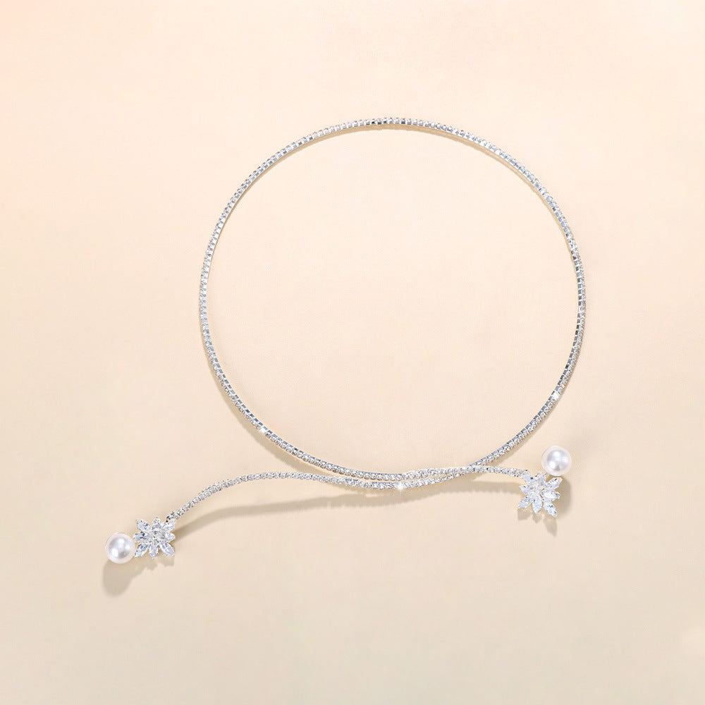 Luxury Rhinestone Choker Necklace Zircon Pearl Necklace